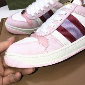 gucci distressed screener sneaker pink