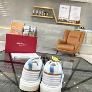 ferragamo multi material casual sneakers white blue