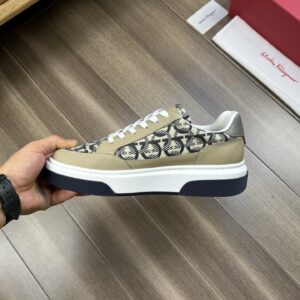 ferragamo trendy napa leather canvas sneakers beige