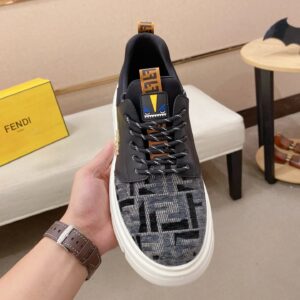 fendi new sneakers leather black gray