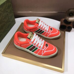 gucci distressed screener sneaker red pink