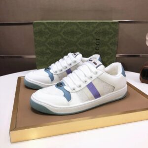 gucci distressed screener sneaker white blue