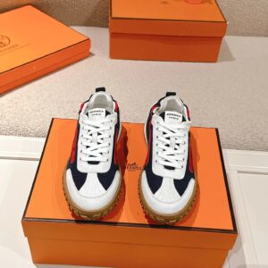 hermes jet suede sneakers black red