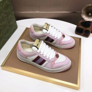 gucci distressed screener sneaker pink