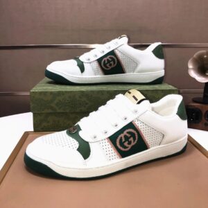 gucci distressed screener sneaker white green