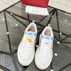 ferragamo multi material casual sneakers white blue