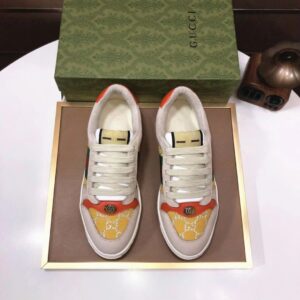 gucci distressed screener sneaker yellow