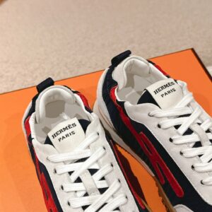 hermes jet suede sneakers black red