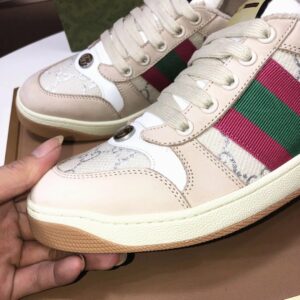 gucci distressed screener sneaker white