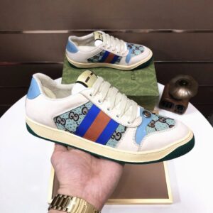 gucci distressed screener sneaker blue