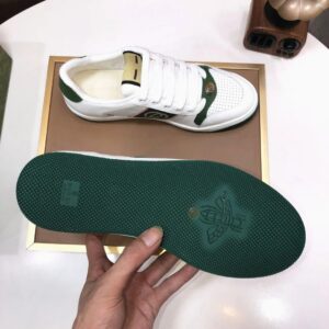 gucci distressed screener sneaker white green