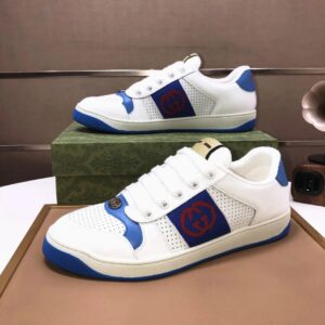 gucci distressed screener sneaker white blue