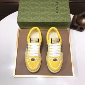 gucci distressed screener sneaker yellow