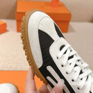 hermes jet suede sneakers black white