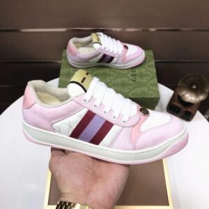 gucci distressed screener sneaker pink