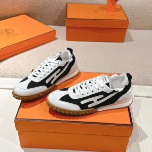 hermes jet suede sneakers black white