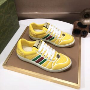 gucci distressed screener sneaker yellow