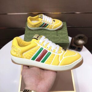gucci distressed screener sneaker yellow