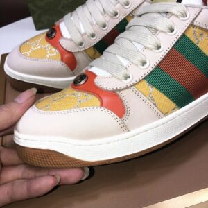 gucci distressed screener sneaker yellow