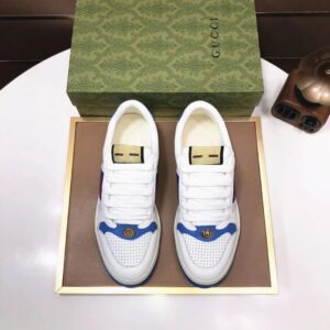 gucci distressed screener sneaker white blue
