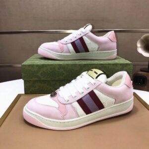 gucci distressed screener sneaker pink