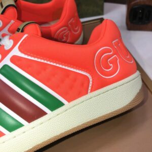 gucci distressed screener sneaker red pink