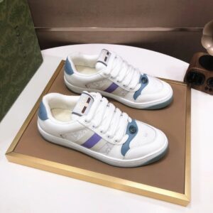 gucci distressed screener sneaker white blue