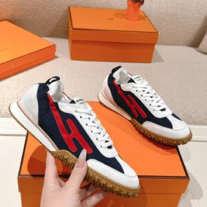 hermes jet suede sneakers black red