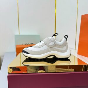 hermes loop leather sneakers gray white