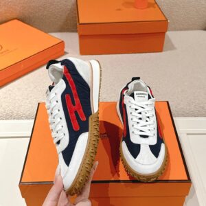 hermes jet suede sneakers black red