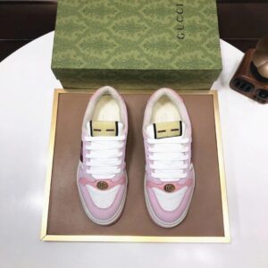 gucci distressed screener sneaker pink