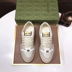 gucci distressed screener sneaker white