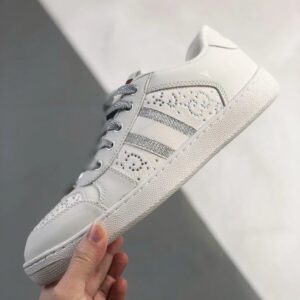 gucci distressed screener sneaker white