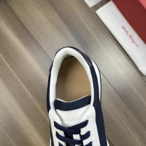 ferragamo casual napa leather mesh sneakers navy white