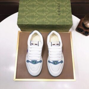 gucci distressed screener sneaker white blue
