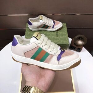 gucci distressed screener sneaker beige
