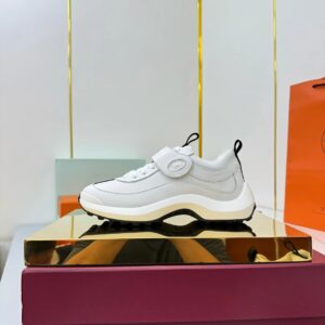 hermes loop leather sneakers white