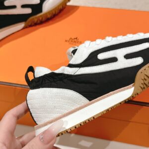 hermes jet suede sneakers black white