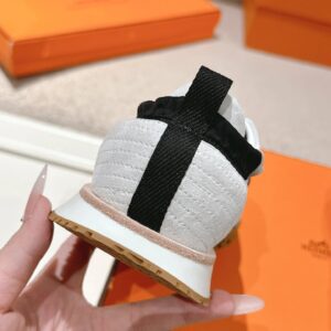hermes jet suede sneakers black white