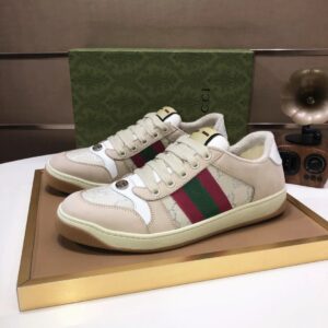 gucci distressed screener sneaker white
