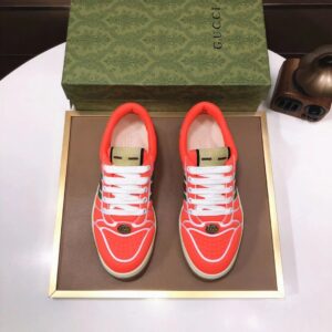 gucci distressed screener sneaker red pink