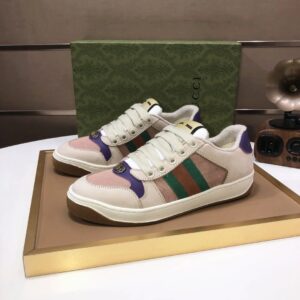 gucci distressed screener sneaker beige