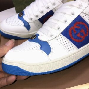 gucci distressed screener sneaker white blue