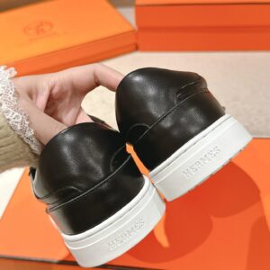 hermes day leather sneakers black