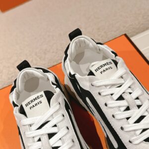 hermes jet suede sneakers black white