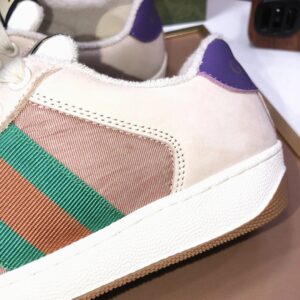 gucci distressed screener sneaker beige