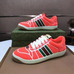 gucci distressed screener sneaker red pink