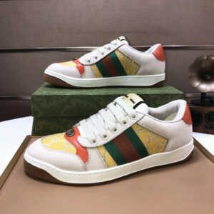 gucci distressed screener sneaker yellow