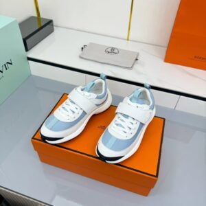 hermes loop leather sneakers blue