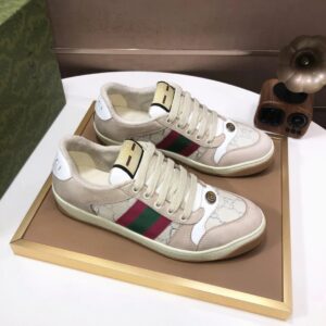 gucci distressed screener sneaker white